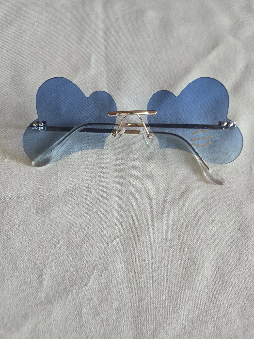 Blue Cloud-Shaped Rimless Sunglasses